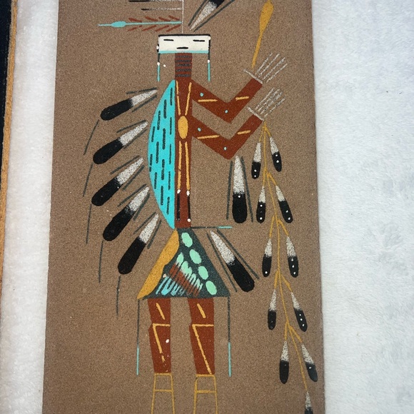 Navajo Yei East Male & Female Ceremonial Sand Paintings Signed Johnson - Picture 7 of 12